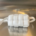BOTTEGA VENETA MINI CASSETTE 18 IN WHITE LAMBSKIN