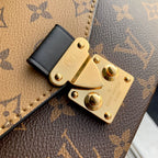 LOUIS VUITTON POCHETTE MÉTIS EAST WEST 21.5 IN BROWN MONOGRAM COATED CANVAS AND CALFSKIN