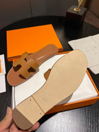 HERMES 0RAN SANDAL Leather Brown