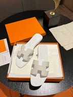 HERMES 0RAN SANDAL Leather White