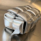 BOTTEGA VENETA MINI CASSETTE 18 IN SILVER LAMBSKIN