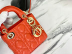 DIOR MICRO LADY 12 BAG IN SCARLET RED LAMBSKIN