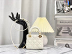DIOR MICRO LADY 12 BAG IN WHITE LAMBSKIN