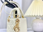 DIOR MICRO LADY 12 BAG IN GLOSSY WHITE LAMBSKIN