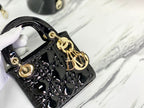 DIOR MICRO LADY 12 BAG IN GLOSSY BLACK LAMBSKIN