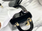 DIOR MICRO LADY 12 BAG IN GLOSSY BLACK LAMBSKIN