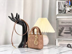 DIOR MICRO LADY 12 BAG IN CAMEL BEIGE LAMBSKIN