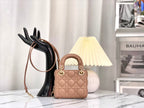 DIOR MICRO LADY 12 BAG IN CAMEL BEIGE LAMBSKIN