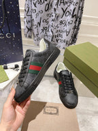 GUCCI ACE  SUPREME TRAINER BLACK CALFSKIN WITH PATTERNS