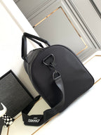 CHANEL TRAVEL BAG 45 IN BLACK CANVAS WITH WHITE LOGO