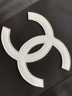 CHANEL TRAVEL BAG 45 IN BLACK CANVAS WITH WHITE LOGO