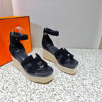 HERMES ELDA ESPADRILLE 80 BLACK SUEDE