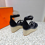 HERMES ELDA ESPADRILLE 80 BLACK SUEDE