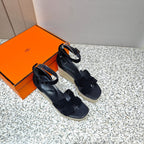 HERMES ELDA ESPADRILLE 80 BLACK SUEDE