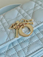 DIOR LADY 21 CHAIN BAG IN LIGHT BLUE LAMBSKIN