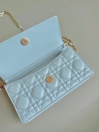 DIOR LADY 21 CHAIN BAG IN LIGHT BLUE LAMBSKIN