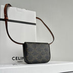 CELINE Triomphe 11 Black Pattern Shiny Calfskin Handbag