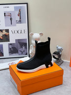 HERMES H FUN CLASSIC SNEAKER STYLISH BLACK FABRIC
