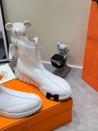 HERMES H FUN CLASSIC SNEAKER STYLISH WHITE FABRIC