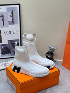 HERMES H FUN CLASSIC SNEAKER STYLISH WHITE FABRIC