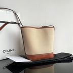 CELINE BUCKET CUIR TRIOMPHE 24 BEIGE BROWN CALFSKIN