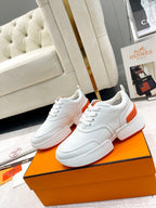HERMES GIGA SNEAKER IN WHITE STITCHED MESH AND CALFSKIN
