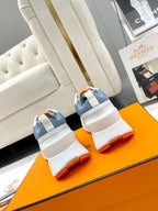 HERMES GIGA SNEAKER IN AEGEAN BLUE STITCHED MESH AND WHITE CALFSKIN