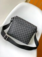 LOUIS VUITTON LV 25S SMALL DISTRICT CROSSBODY BAG 25 IN BLACK DAMIER GRAPHITE CANVAS AND CALFSKIN