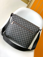 LOUIS VUITTON LV 25S SMALL DISTRICT CROSSBODY BAG 31 IN BLACK DAMIER GRAPHITE CANVAS AND CALFSKIN