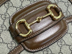 GUCCI 18 HORSEBIT 1955 MINI BAG BEIGE CANVAS AND EBONY CALFSKIN