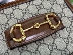 GUCCI 18 HORSEBIT 1955 MINI BAG BEIGE CANVAS AND EBONY CALFSKIN