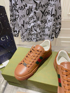 GUCCI ACE  SUPREME TRAINER TAWNY CALFSKIN