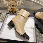 CHANEL MID-HEEL ANKLE BOOTS IN TORTILLA BROWN SMOOTH CALFSKIN