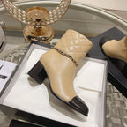 CHANEL MID-HEEL ANKLE BOOTS IN TORTILLA BROWN CALFSKIN