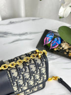 DIOR MONTAIGNE 25 BAG IN  BLUE OBLIQUE JACQUARD