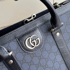 GUCCI OPHIDIA LARGE TOTE BAG 43 IN DARK BLUE AND BLACK  CALFSKIN