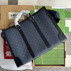 GUCCI OPHIDIA LARGE TOTE BAG 43 IN DARK BLUE AND BLACK  CALFSKIN