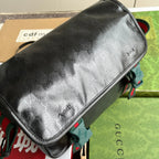 GUCCI MESSENGER BAG 27 IN BLACK MONOGRAM CANVAS