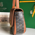 233 BAG 25 IN TAN CALFKIN AND BLACK GOYARDINE CANVAS