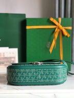 233 BAG 25 IN GREEN CALFKIN AND GOYARDINE CANVAS