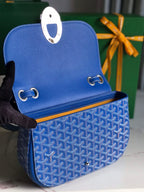 233 BAG 25 IN SAPPHIRE BLUE CALFKIN AND GOYARDINE CANVAS
