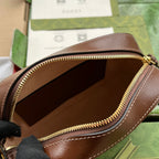 GUCCI HORSEBIT 1955 SMALL CAMERA BAG 20 IN BEIGE AND EBONY  BROWN CALFSKIN
