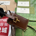 GUCCI HORSEBIT 1955 SMALL CAMERA BAG 20 IN BEIGE AND EBONY  BROWN CALFSKIN