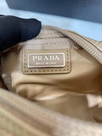 PRADA CLUTCH 12 IN TAN BROWN RE-NYLON