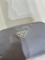 PRADA CLUTCH 12 IN LIGHT GREY RE-NYLON