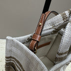 CELINE CABAS THAIS 26 CALFSKIN JACQUARD TOBACCO / TAN