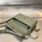 BOTTEGA VENETA ANDIAMO 21 IN GRAY OLIVE LAMBSKIN