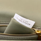 BOTTEGA VENETA ANDIAMO 21 IN GRAY OLIVE LAMBSKIN