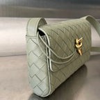 BOTTEGA VENETA ANDIAMO 21 IN GRAY OLIVE LAMBSKIN