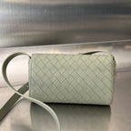 BOTTEGA VENETA ANDIAMO 21 IN GRAY OLIVE LAMBSKIN